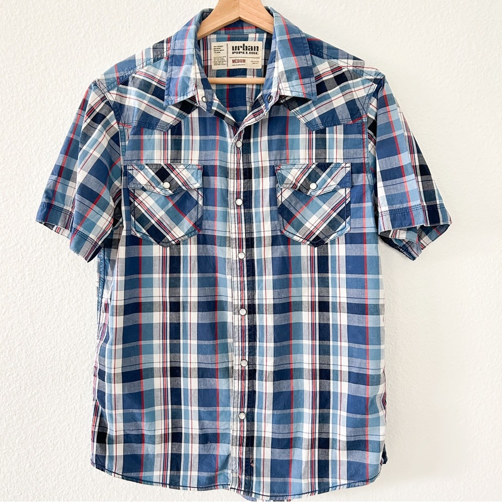 Men’s Y2K SHIRT WESTERN STYLE VINTAGE URBAN PIPELINE SNAP-UP